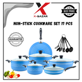 17 Pcs Non-stick Cookware Set Heavy Duty Fancy Handles