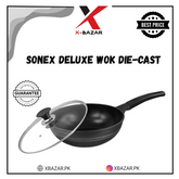 Sonex Deluxe Die-Cast Non-Stick Wok – Heavy Duty Deep Fry Pan with Lid – Premium Cookware