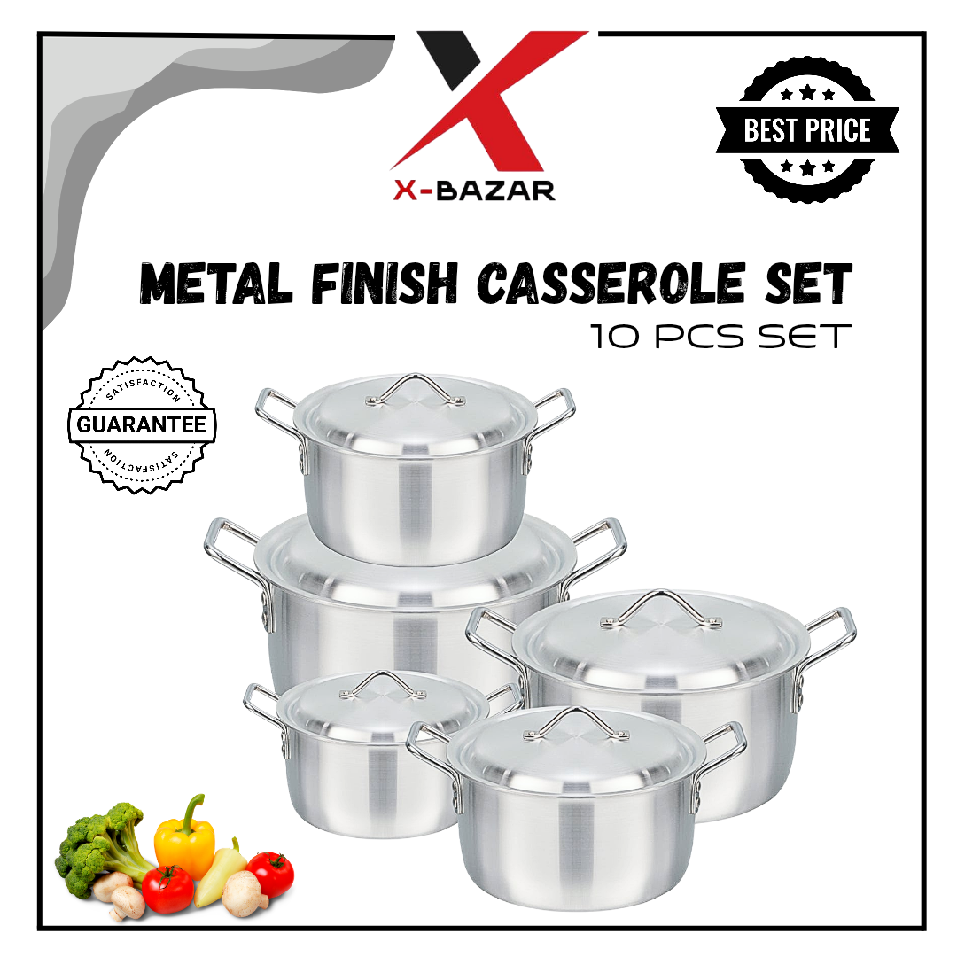Metal-Finish Cookware Set 10 Pcs Heavy Guadge