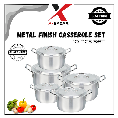 Metal-Finish Cookware Set 10 Pcs Heavy Guadge