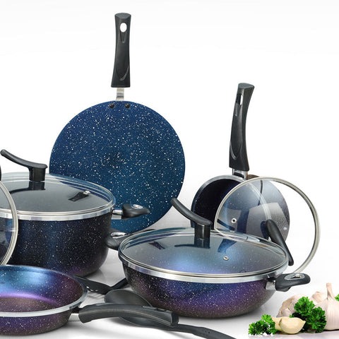 AR Dessini Moon Set – 18-Piece Forged Non-Stick Cookware Set with Glass Lids – Marble Coated Cooking Set