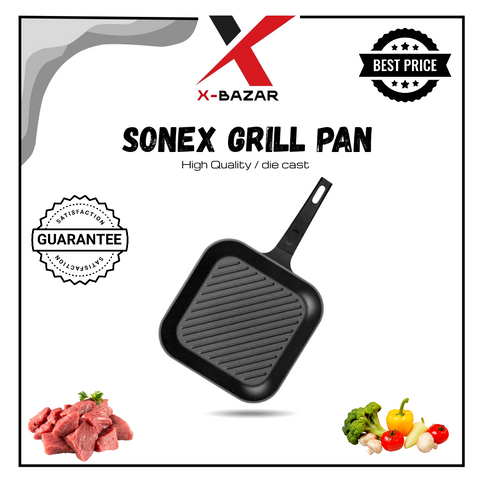 Sonex Non-Stick Grill Pan – 24cm & 28cm – Heavy Gauge with Cool-Touch Handle
