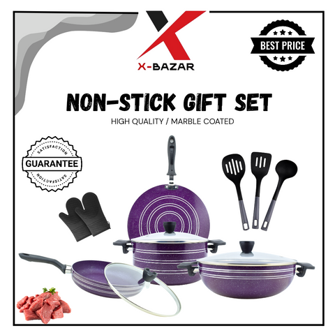 12 PCs Non-stick Cookware Set Marble Coated Export Quality
