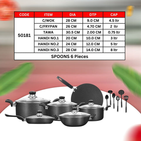 Nova Gift Pack – Sonex 17-Piece Nonstick Cookware Set (Black)